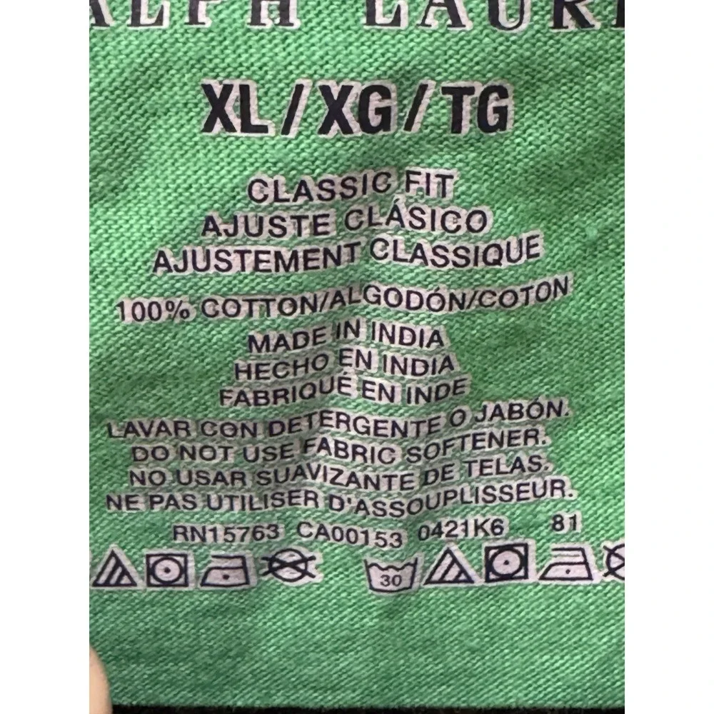 POLO RALPH LAUREN Shirt Mens ‎ Kelly Green Crewneck Size XL Preppy